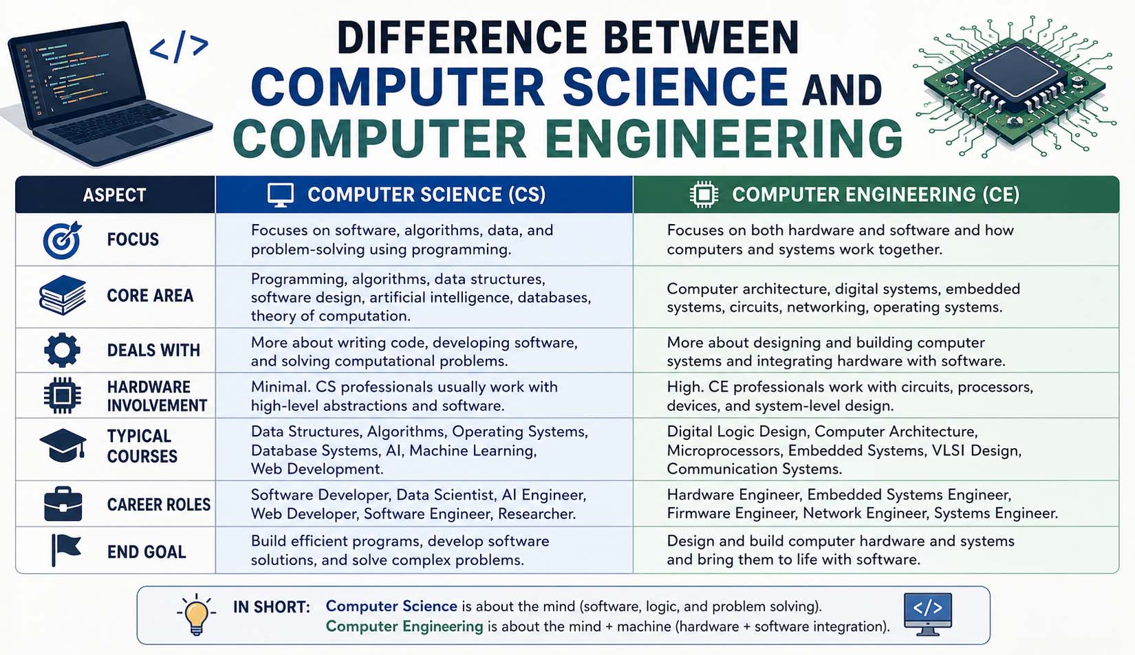 difference between computer science and computer engineering