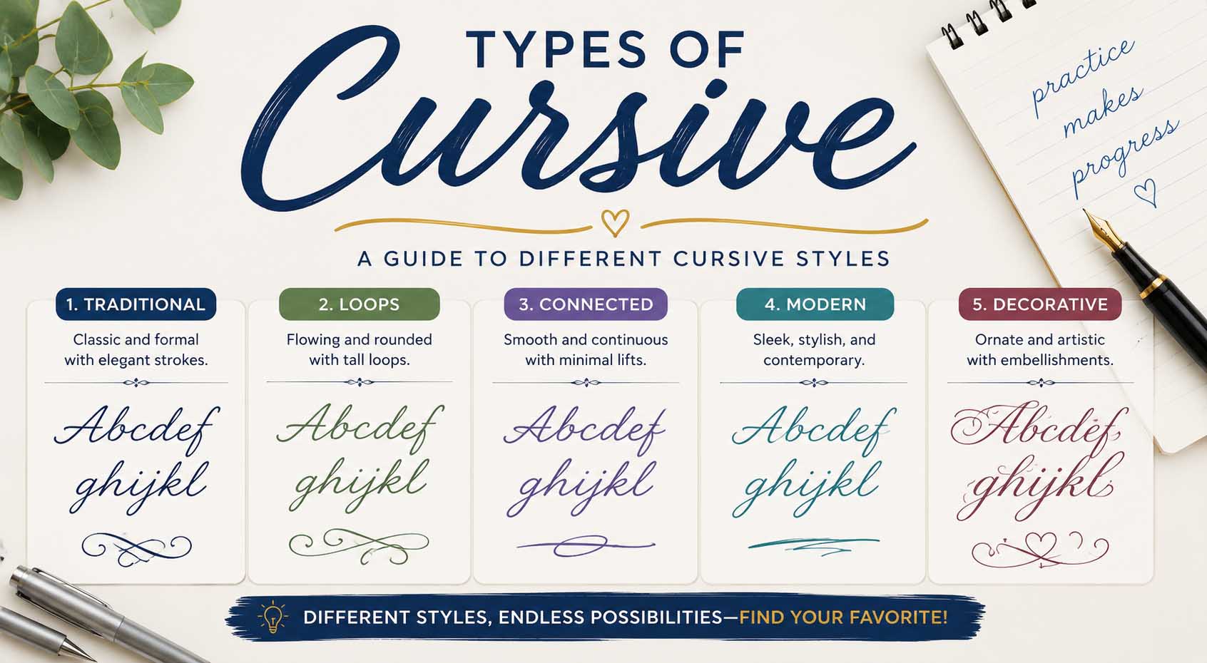 types of cursive